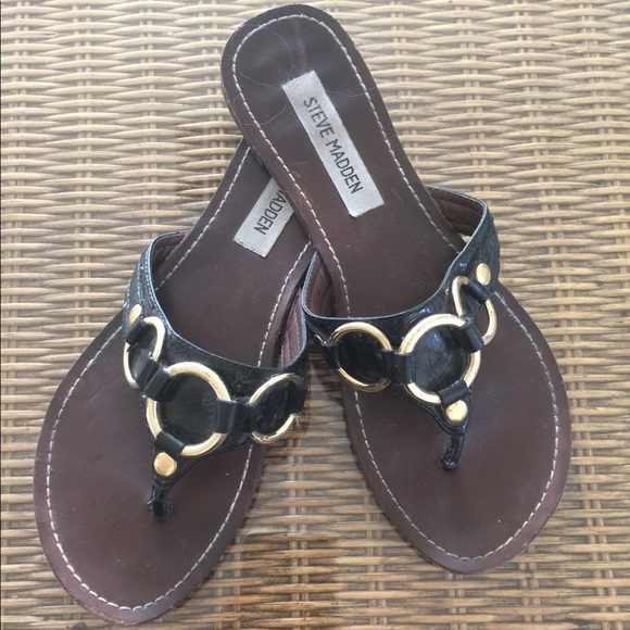 Steve Madden Shoes - Black leather Slip on sandal Steve Madden Size 7.5
